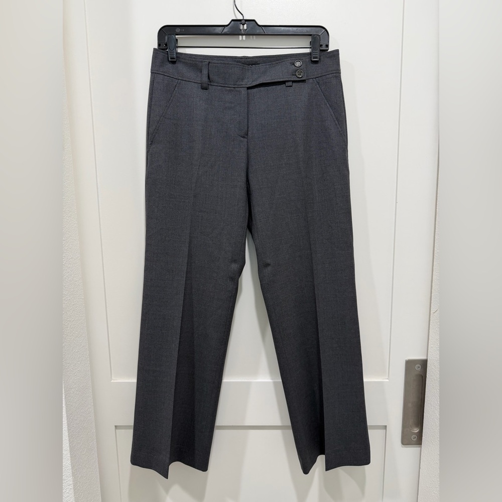Theory Wool Blend Straight Leg Pants 4 Gray Tailored